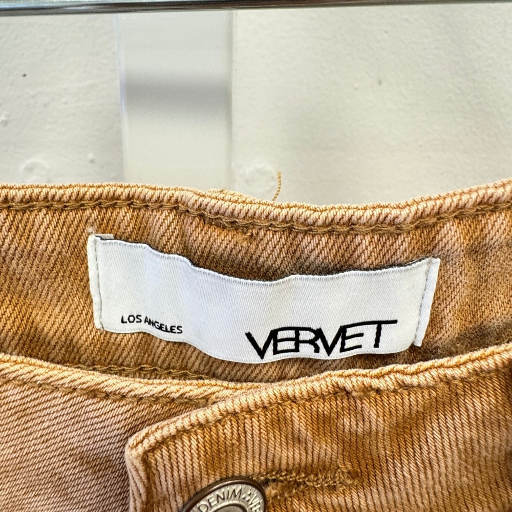 Vervet Kiss Of California Super High Rise 90's Vintage‎ Crop Flare Jeans W27 Tan - Picture 9 of 14